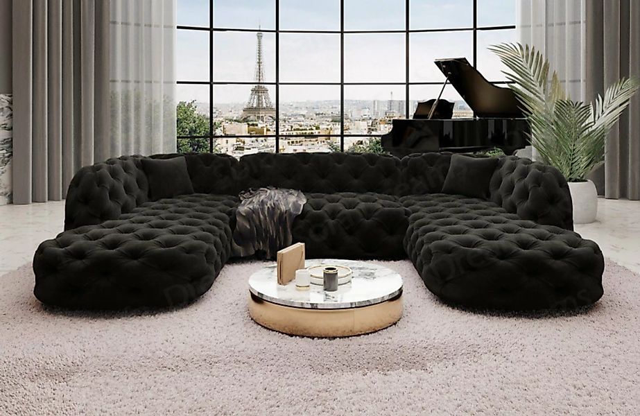 Sofa Dreams Wohnlandschaft Samtstoff Sofa Designer Couch Lanzarote U Lounge günstig online kaufen