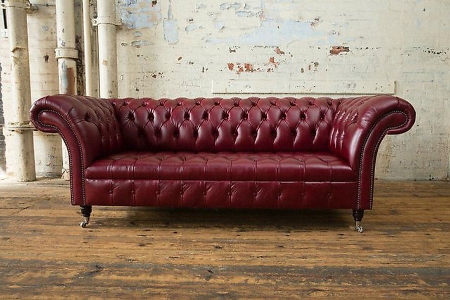 Xlmoebel 3-Sitzer Chesterfield Ledercouch Polster Sofa 225cm 3-Sitzer, 1 Te günstig online kaufen