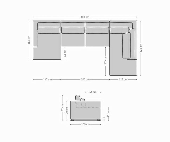 DELIFE Wohnlandschaft Isla, Chenille Beige 430x225 cm Ottomane rechts Wohnl günstig online kaufen