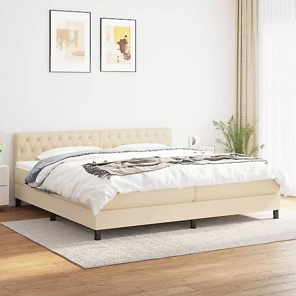 Vidaxl Boxspringbett Mit Matratze Creme 200x200 Cm Stoff günstig online kaufen