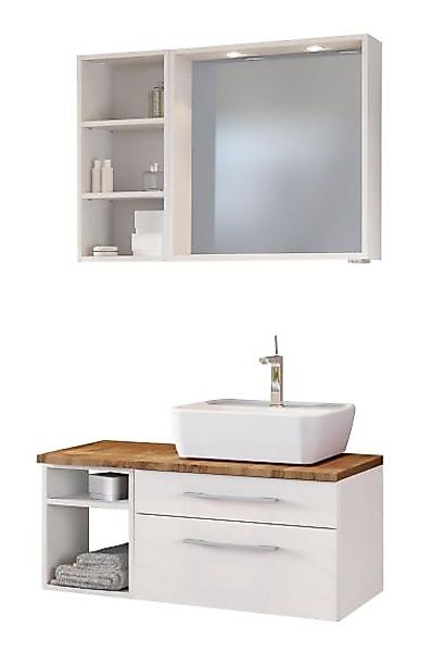 Waschtisch-Set 90 -A- Becken rechts Davos von Held Möbel Weiß günstig online kaufen