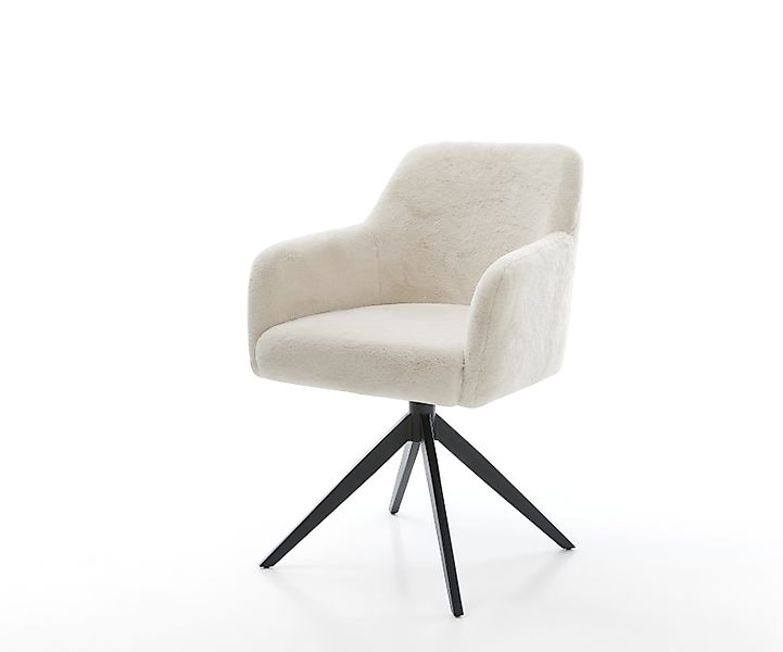 Drehstuhl Greg-Flex Plüsch Creme-Weiß Kreuzgestell breit Schwarz 360° drehb günstig online kaufen