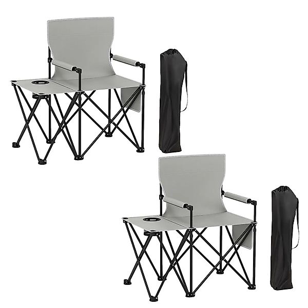 Costway 2er Set Campingstuhl Faltbar mit Seitentisch & Becherhalter günstig online kaufen