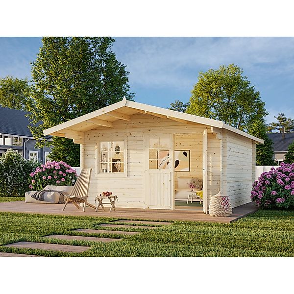 Palmako Gartenhaus Britta 390 x 390 cm Lackiert Hellgrau-Anthrazit FSC® günstig online kaufen
