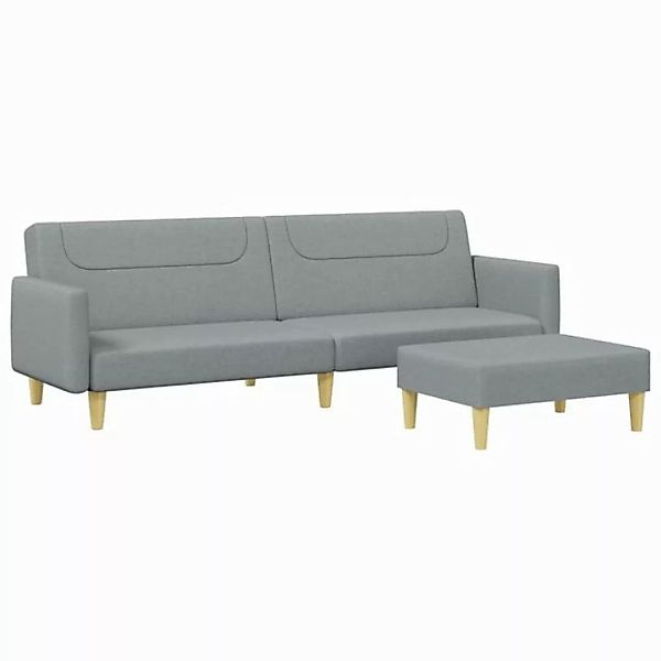 vidaXL Sofa Schlafsofa 2-Sitzer mit Fußhocker Hellgrau Stoff günstig online kaufen