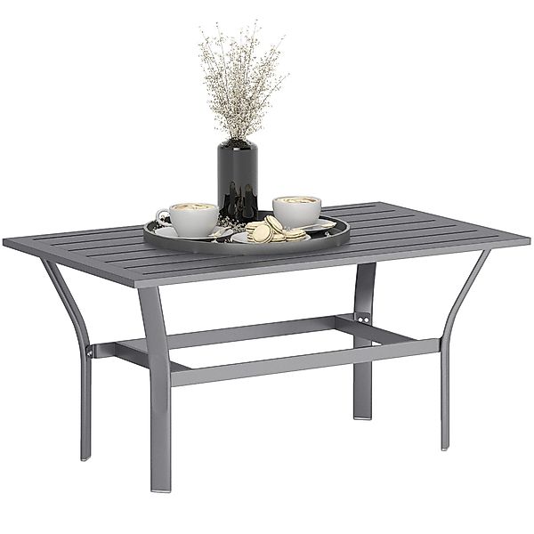 Outsunny Beistelltisch mit Lamellendesign (Metall Balkontisch, günstig online kaufen