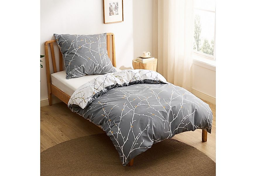 BEDSURE Wendebettwäsche mit Zweige-Design und Reißverschluss, ÖKO-TEX zerti günstig online kaufen