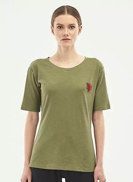 T-shirt Aus Bio-baumwolle Mit Blumenstickerei günstig online kaufen