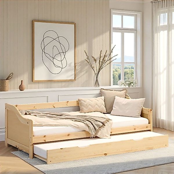 Homestyle4u Holzbett 90x200 Gästebett Ausziehbett 2 günstig online kaufen