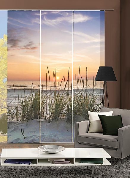 HOME WOHNIDEEN Schiebegardine "EVENING" Klettband 3 Stk. tlg. HxB: 245x60, günstig online kaufen