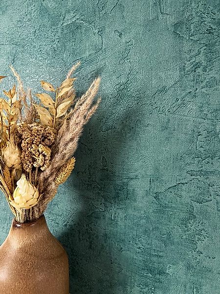 Newroom Vliestapete Milya Petrol Tapete Betontapete Beton,Zement,Putz-Optik günstig online kaufen