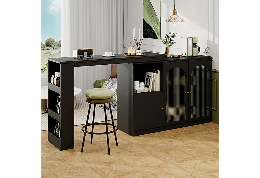Flieks Bartisch 360° drehbar Stehtisch mit Sideboard (Set, 1-St., für Wohnz günstig online kaufen