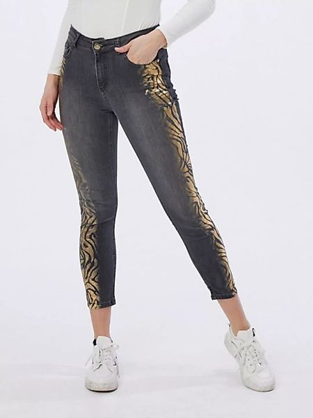Sarah Kern 5-Pocket-Jeans Ankle-Jeans figurbetont mit Zebra-Motiv günstig online kaufen