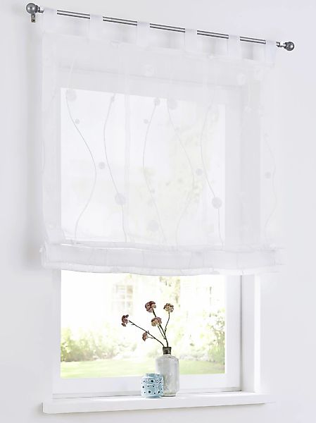 Kutti Raffrollo "Nelly" mit Schlaufen freihängend modern bestickt, Kreise u günstig online kaufen