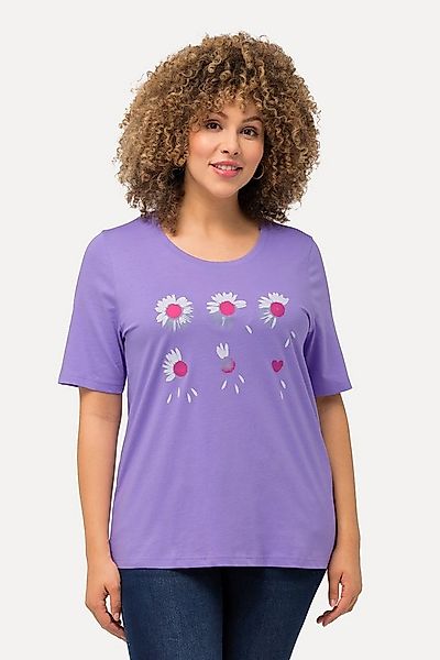 Ulla Popken T-Shirt T-Shirt Blüten Classic Rundhals Halbarm günstig online kaufen