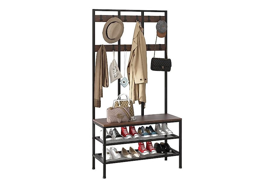 YOLEO Garderobenständer Garderobe mit Sitzfläche und Schuhregal 100x40x184c günstig online kaufen