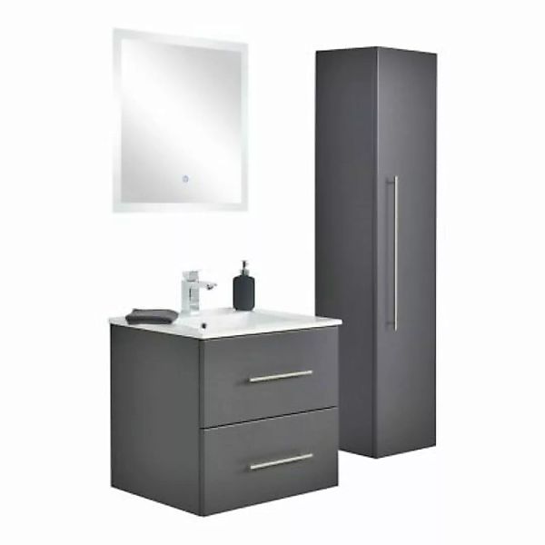 Lomadox Waschtisch-Set Badezimmer HELLA-02 in anthrazit seidenglanz mit Min günstig online kaufen