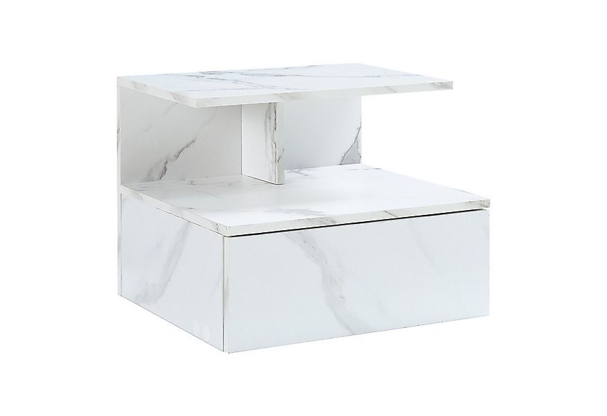 en.casa Wandboard, »Amberg« Nachttisch hängend 40x35x31 cm Marmoroptik, wei günstig online kaufen