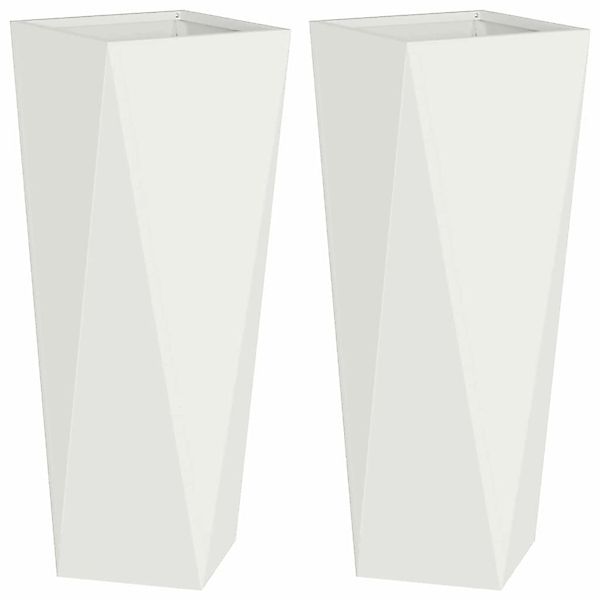 vidaXL Pflanzkübel 2 Stk Weiß 30 x 30 x 75 cm Stahl 883769 günstig online kaufen