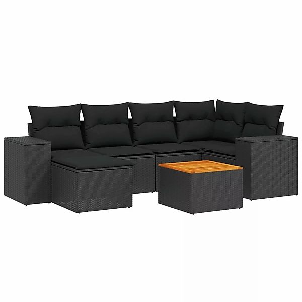 vidaXL 7-tlg Garten-Sofagarnitur mit Kissen Schwarz Poly Rattan Modell 143 günstig online kaufen