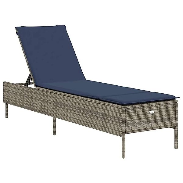 vidaXL Sonnenliege mit Kissen Grau Poly-Rattan 4002725 günstig online kaufen