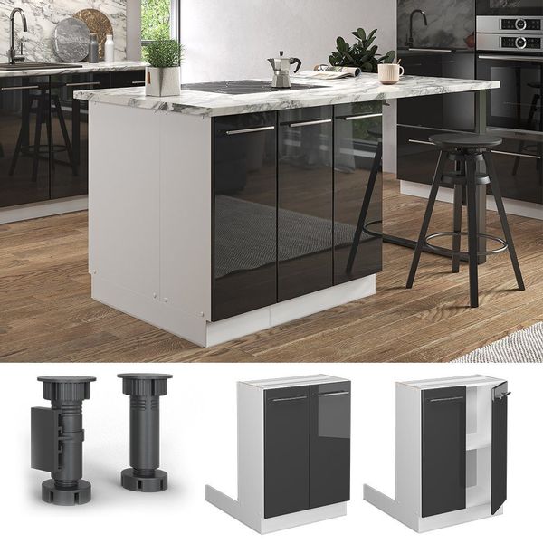 Vicco Unterschrank Fame-Line, Anthrazit Hochglanz/Weiß, 60 günstig online kaufen