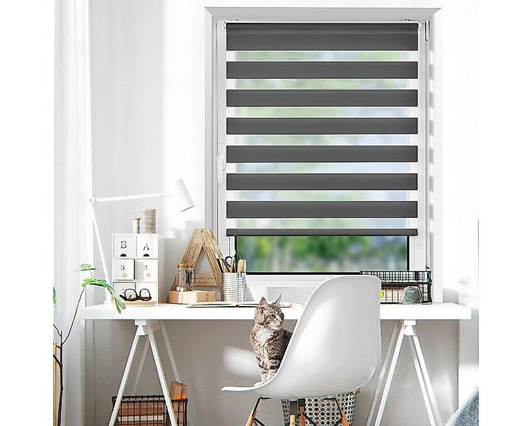 Doppelrollo rollos für Fenster ohne Bohren 130cm, OUBO, Lichtschutz, freihä günstig online kaufen