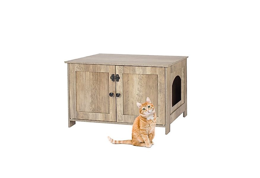 relaxdays Katzenhaus Katzenschrank für Katzenklo, Holzoptik günstig online kaufen