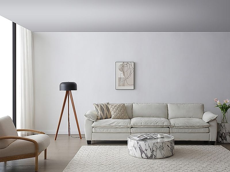 Stehlampe Dreibein – Gummibaumholz und Metall – Ø 42 x H 145 cm – Natur und günstig online kaufen