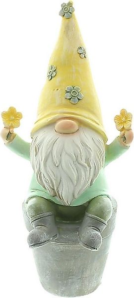 Dekoleidenschaft Wichtel "Blümchen" aus Polyresin gelb / grün Frühlingsdeko günstig online kaufen