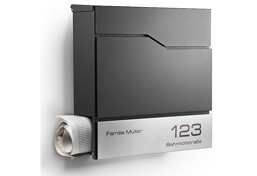NewHabitat Briefkasten Moderner Wandbriefkasten Personalisierbar Anthrazit günstig online kaufen