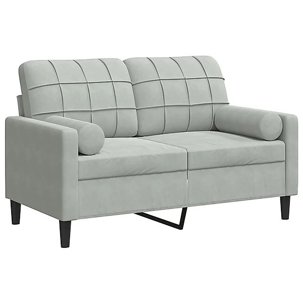 vidaXL 2-Sitzer-Sofa mit Zierkissen Hellgrau 120 cm Samt 2158383 günstig online kaufen