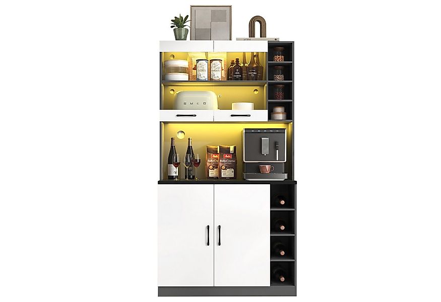 Merax Küchenbuffet Küchenschrank mit LED und höhenverstellbaren Ablagefäche günstig online kaufen