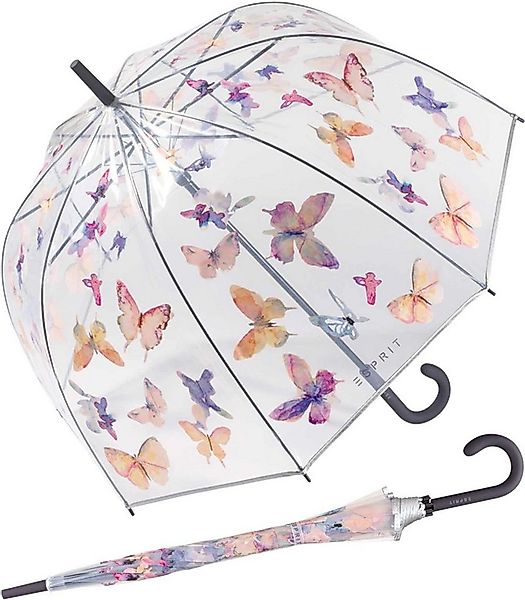 Esprit Stockregenschirm Glockenschirm mit Automatik transparent Butterfly D günstig online kaufen