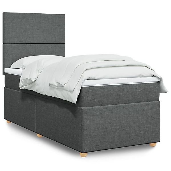vidaXL Boxspringbett, Boxspringbett mit Matratze Dunkelgrau 90x200 cm Stoff günstig online kaufen