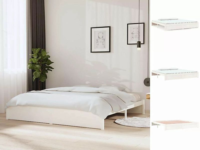 vidaXL Bettgestell Massivholzbett Weiß 200x200 cm Bett Bettgestell Doppelbe günstig online kaufen
