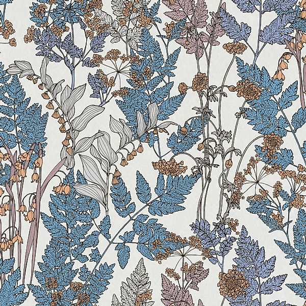 PROFHOME 377517-GU Blumen Tapete Floral Matt Blau Creme Beige 0,53 m x 10,0 günstig online kaufen
