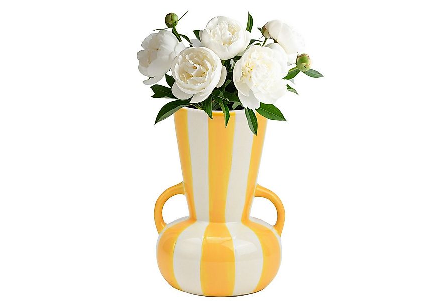 matches21 HOME & HOBBY Dekovase Blumenvase bunt gestreift, gelb weiß in Ø 1 günstig online kaufen