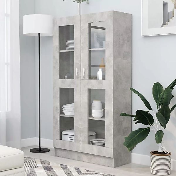 vidaXL Vitrine Bücherschrank Vitrinenschrank Vitrine Betongrau 82,5x30,5x15 günstig online kaufen