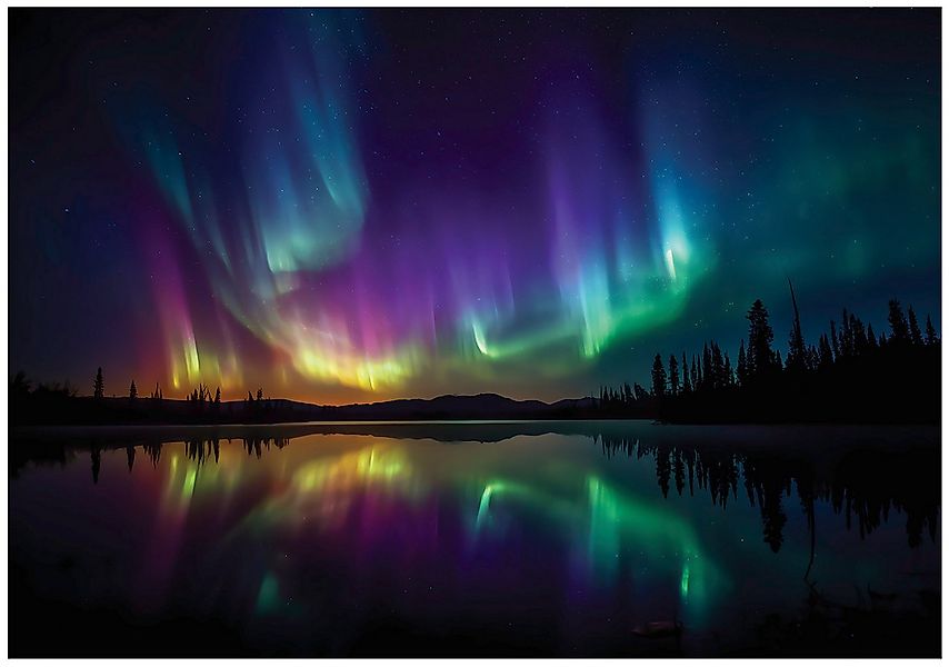 Wallarena Fototapete Nordlichter Lila Natur Vlies Tapete Wohnzimmer Schlafz günstig online kaufen