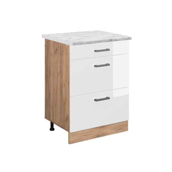 Vicco Unterschrank R-Line, Weiß Hochglanz/Goldkraft Eiche, günstig online kaufen