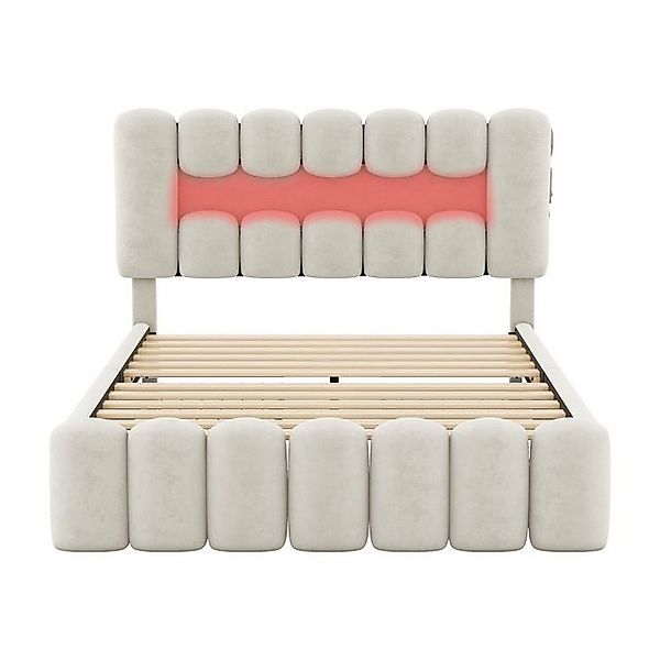 Gotagee Polsterbett Multifunktionsbett Einzelbett mit LED-Lichtleiste USB u günstig online kaufen
