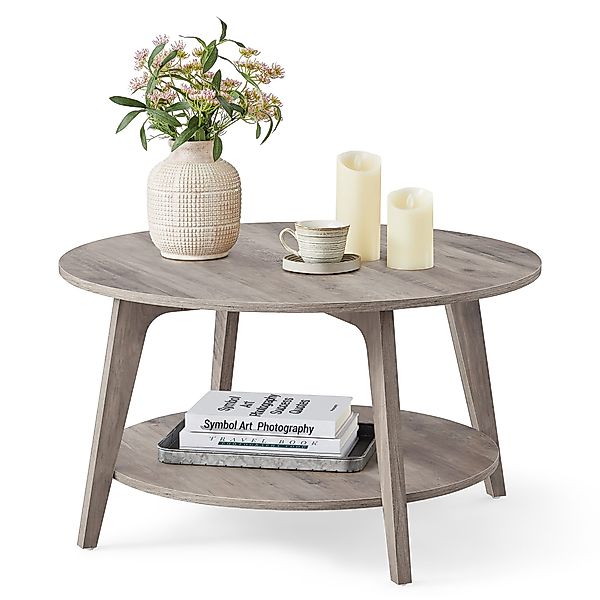 VASAGLE Couchtisch, Wohnzimmertisch 2 Ebenen, ∅80 günstig online kaufen