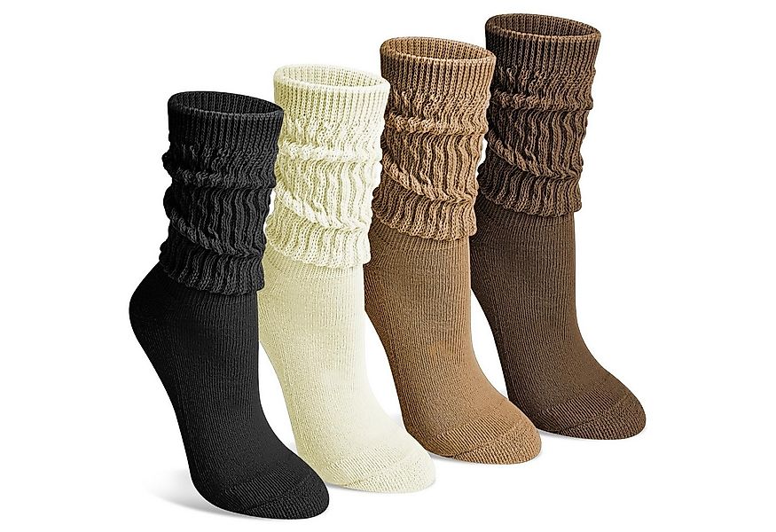 FOUORTUNATE-BEE Beinstulpen 4 Paar Damen Stulpen Socken – Lang, Dick & Lock günstig online kaufen