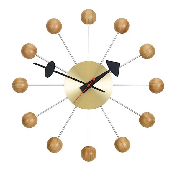 Wanduhr Ball Clock holz rot / By George Nelson, 1948-1960 / Ø 33 cm - Vitra günstig online kaufen