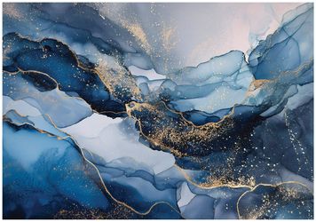 Wallarena Fototapete Marmor Blau Gold Vlies günstig online kaufen