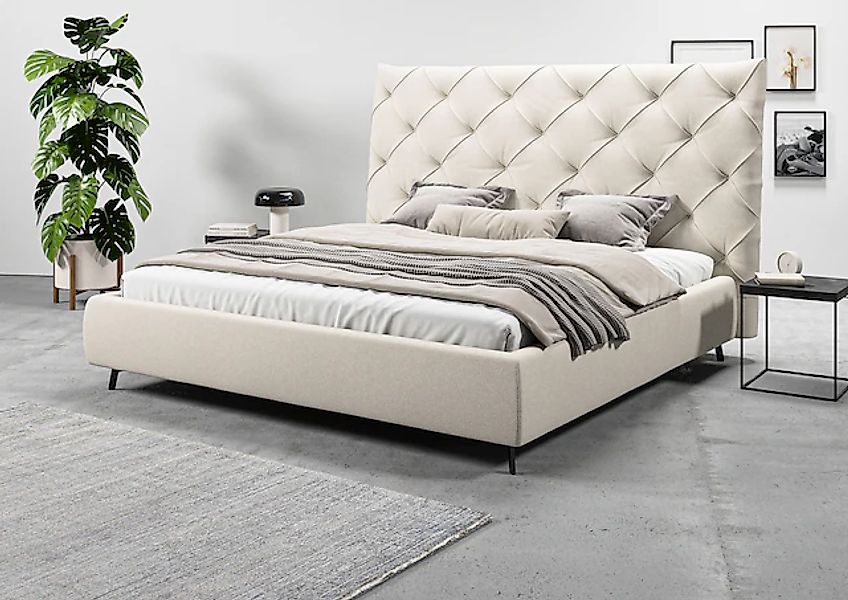 Leonique Polsterbett "Maxime, in 4 Breiten bis 200cm, auch in Leder" Kopfte günstig online kaufen