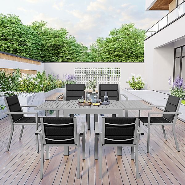HOMALL Gartentisch 81.5*81.5/163*81.5CM Gartentisch 4/6 Gartenstühle günstig online kaufen