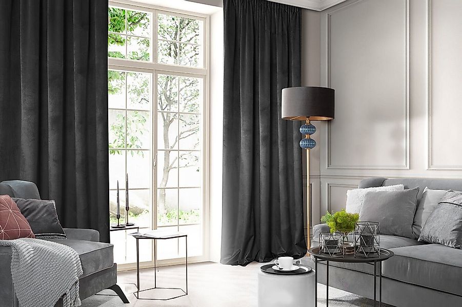 Design91 Vorhang Samtvorhänge Wohnzimmer Schlafzimmer Blickdicht günstig online kaufen