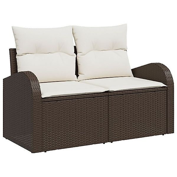 vidaXL Loungesofa Gartensofa 2-Sitzer mit Stauraum und Kissen Braun Poly Ra günstig online kaufen